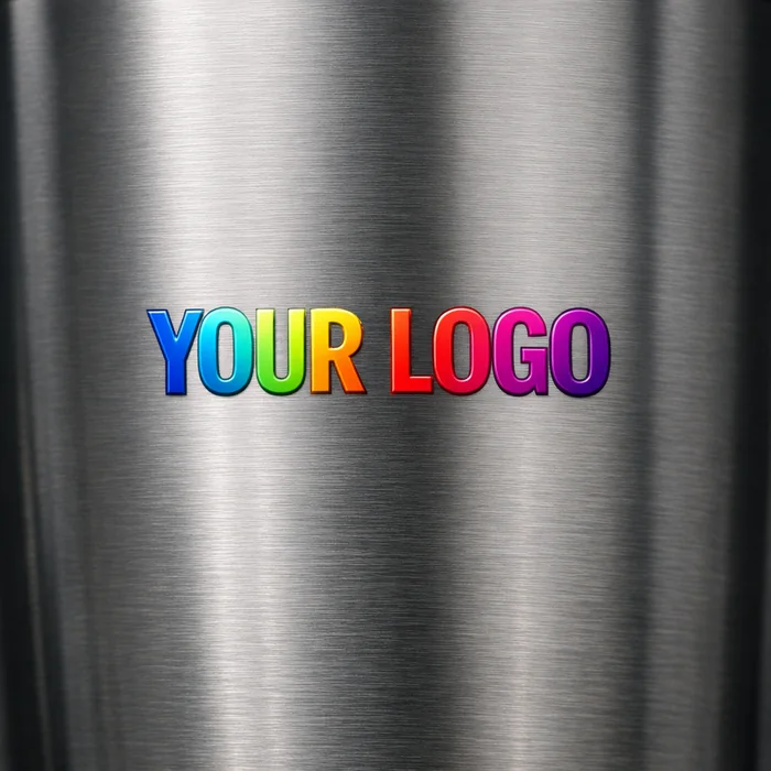 Full-colour heat-transfer logo on titanium